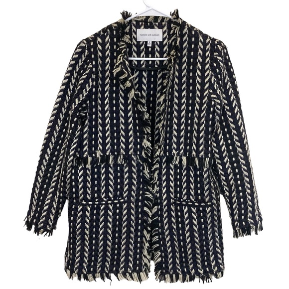 Cupcakes And Cashmere Bev Woven Jacket Tweed Coat Fringe, SMALL - Picture 2 of 7